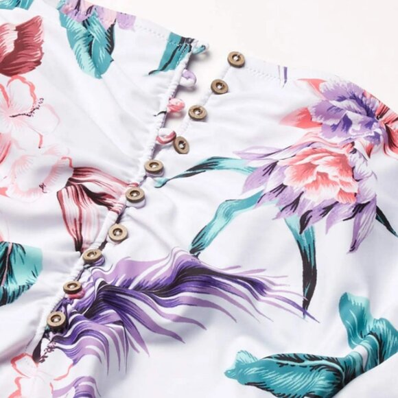 Jessica Simpson White Floral Island One Piece Swimsuit - Picture 4 of 15